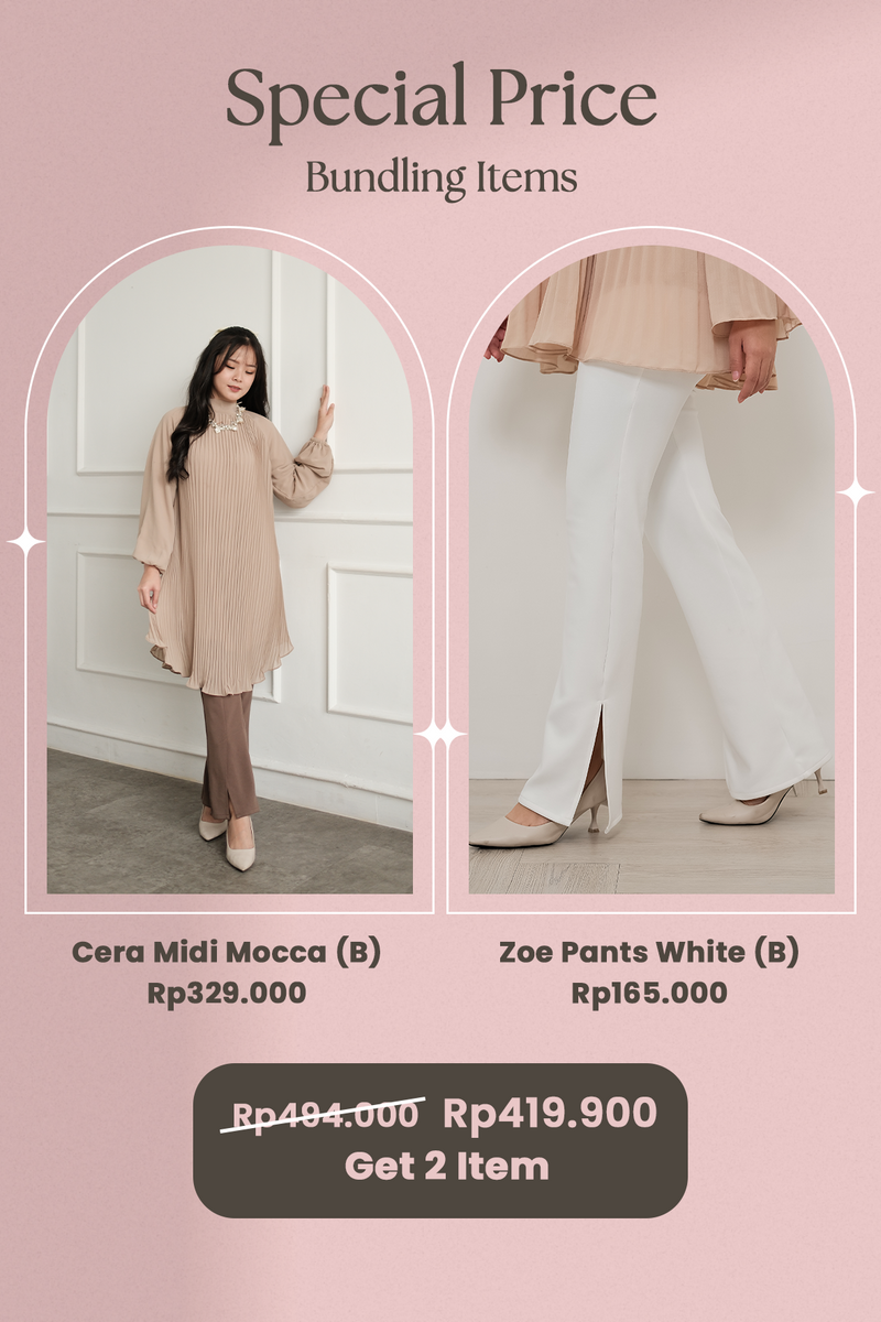 Special Bundling O (Cera Midi Mocca  B +  Zoe Pants White B)