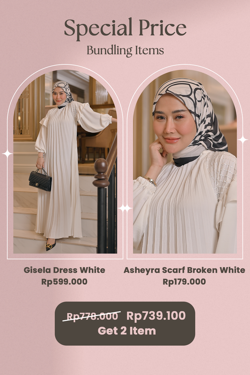 Special Bundling B (Gisela Dress White + Asheyra Scarf Broken White)