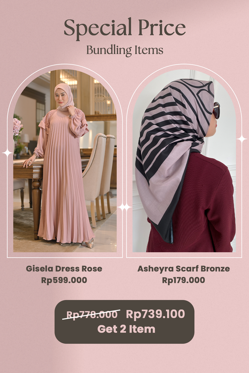 Special Bundling C (Gisela Dress Rose + Asheyra Scarf Bronze)