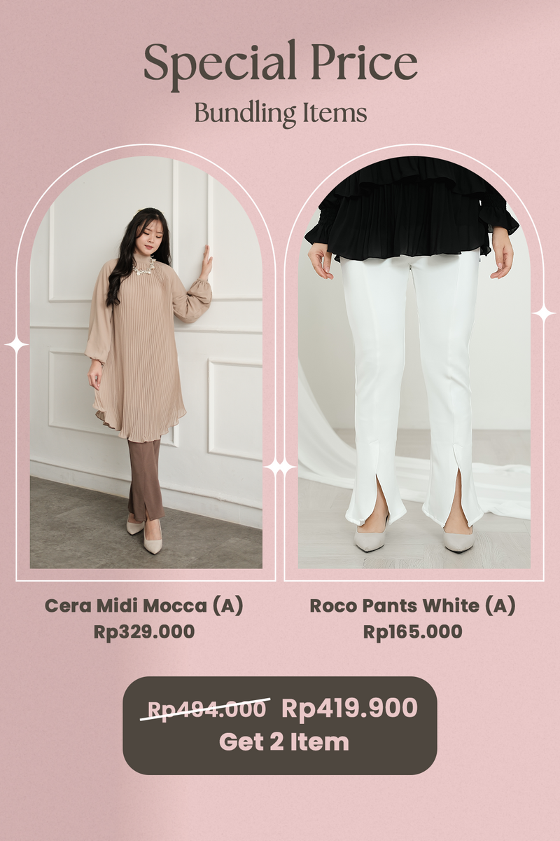 Special Bundling H (Cera Midi Mocca  A +  Roco Pants White A)