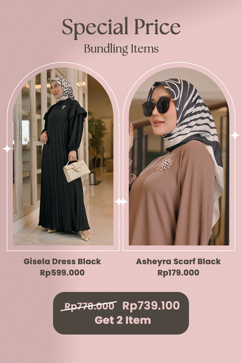 Special Bundling A (Gisela Dress Black + Asheyra Scarf Black)