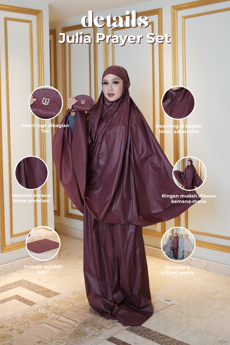 Julia Prayer Set - Mukena Travel - Wine