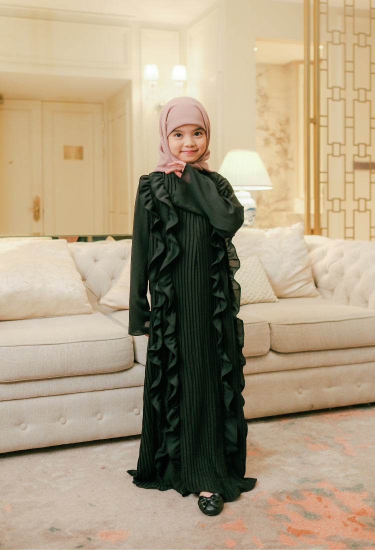RAYA GYDA SERIES : KAREEN DRESS ANAK PURE BLACK