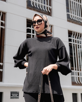 Zaara Pleats Blouse Black